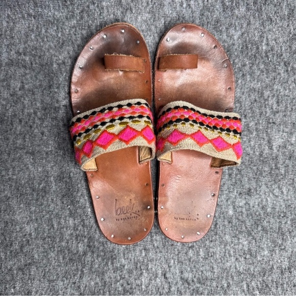 Beek by Two Birds Dove Slide Sandals Sz 6 Anthropologie Leather Boho - Picture 10 of 10